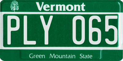 VT license plate PLY065