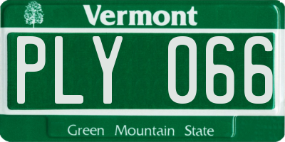 VT license plate PLY066