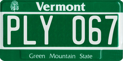 VT license plate PLY067