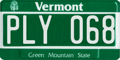 VT license plate PLY068