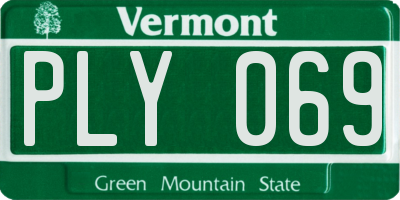 VT license plate PLY069
