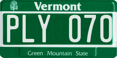 VT license plate PLY070