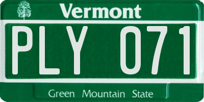 VT license plate PLY071