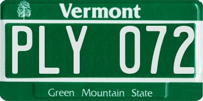 VT license plate PLY072