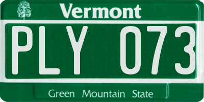 VT license plate PLY073