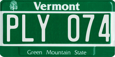 VT license plate PLY074