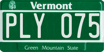 VT license plate PLY075