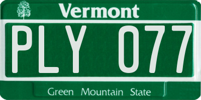 VT license plate PLY077