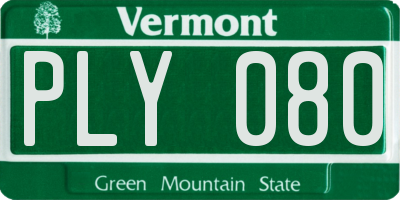 VT license plate PLY080