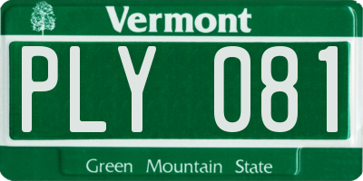 VT license plate PLY081