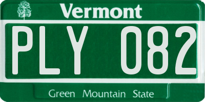 VT license plate PLY082
