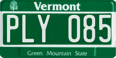 VT license plate PLY085