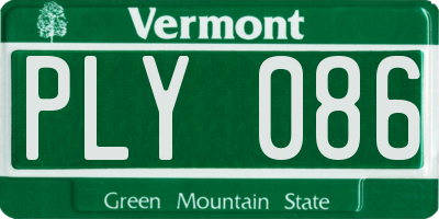 VT license plate PLY086