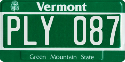 VT license plate PLY087