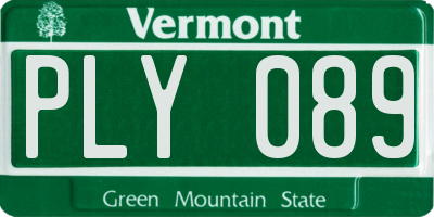 VT license plate PLY089