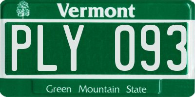 VT license plate PLY093