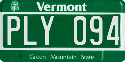 VT license plate PLY094