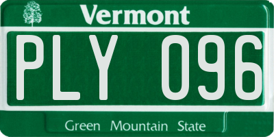 VT license plate PLY096