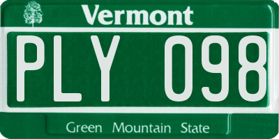 VT license plate PLY098