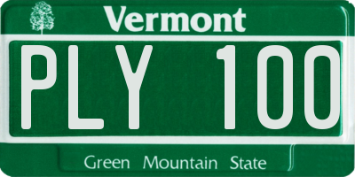 VT license plate PLY100