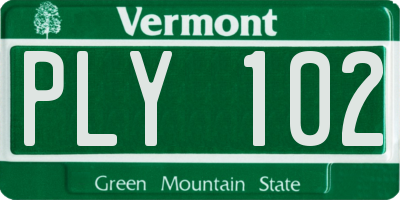 VT license plate PLY102