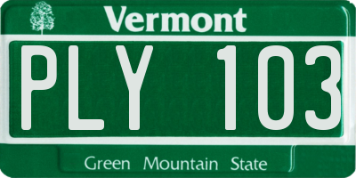 VT license plate PLY103