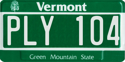 VT license plate PLY104