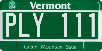 VT license plate PLY111