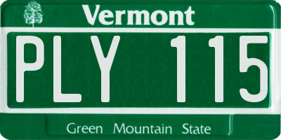 VT license plate PLY115