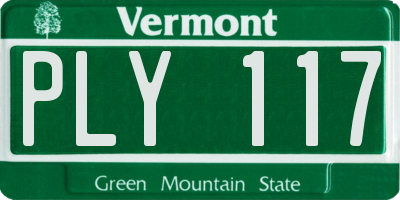 VT license plate PLY117