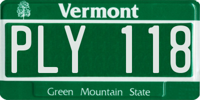 VT license plate PLY118