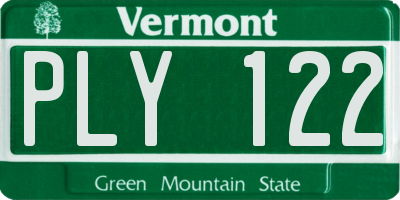 VT license plate PLY122