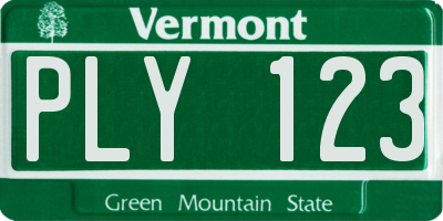 VT license plate PLY123