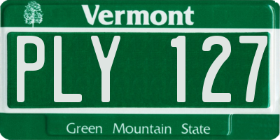 VT license plate PLY127