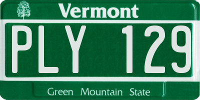 VT license plate PLY129