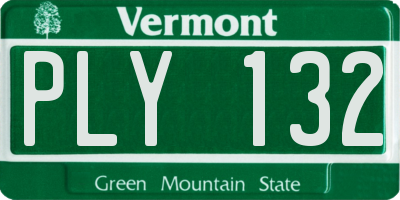 VT license plate PLY132