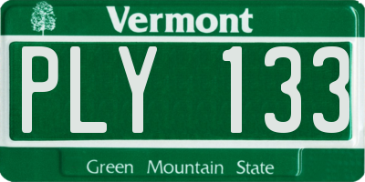 VT license plate PLY133