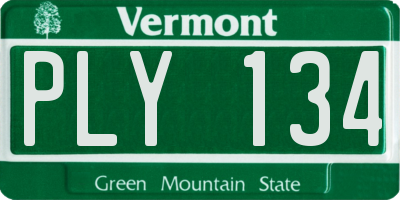 VT license plate PLY134