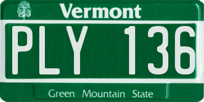VT license plate PLY136