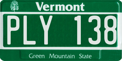 VT license plate PLY138