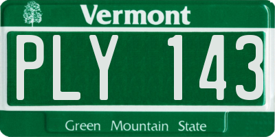 VT license plate PLY143