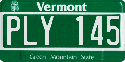 VT license plate PLY145