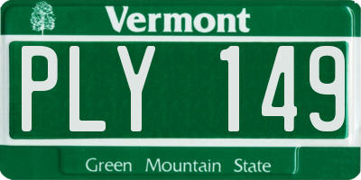 VT license plate PLY149