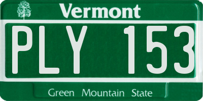 VT license plate PLY153