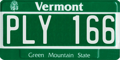 VT license plate PLY166