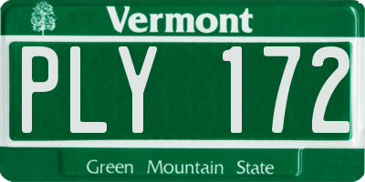 VT license plate PLY172