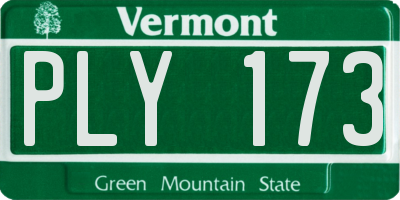 VT license plate PLY173