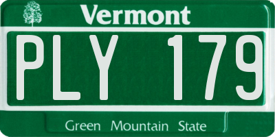 VT license plate PLY179
