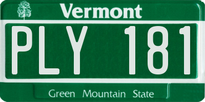 VT license plate PLY181