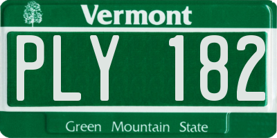 VT license plate PLY182